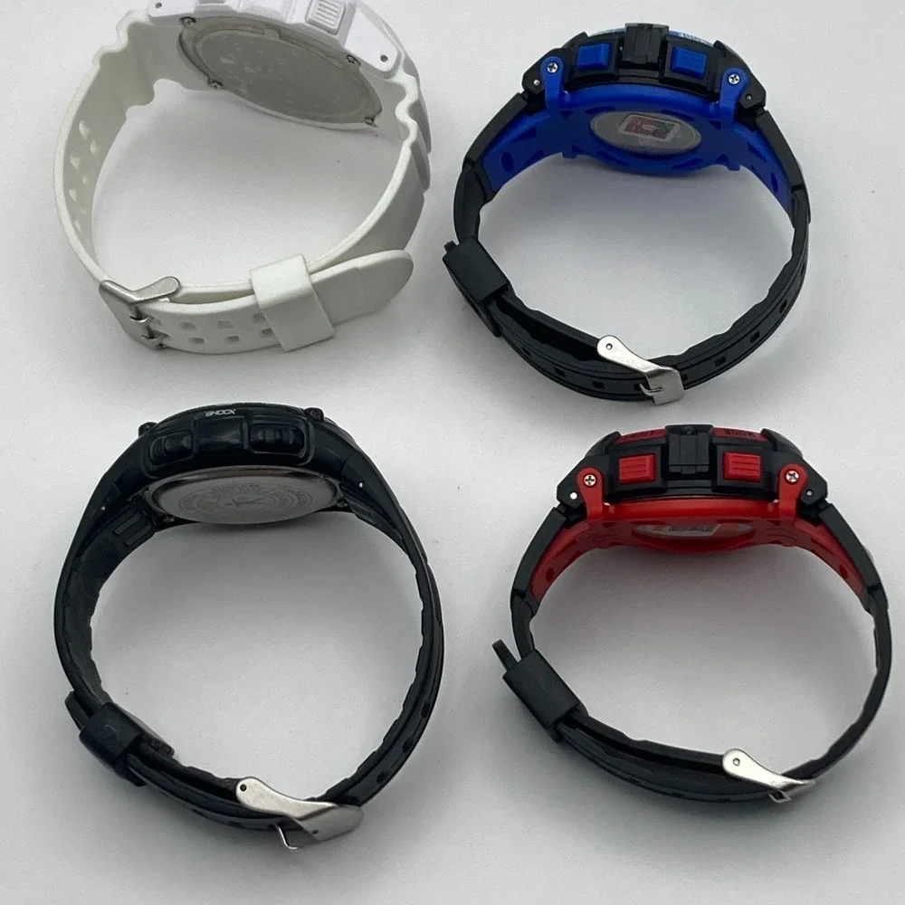 Lot of 4 Men's Watches Digital Armitron Skmei Black White Red Alarm Date Chrono
